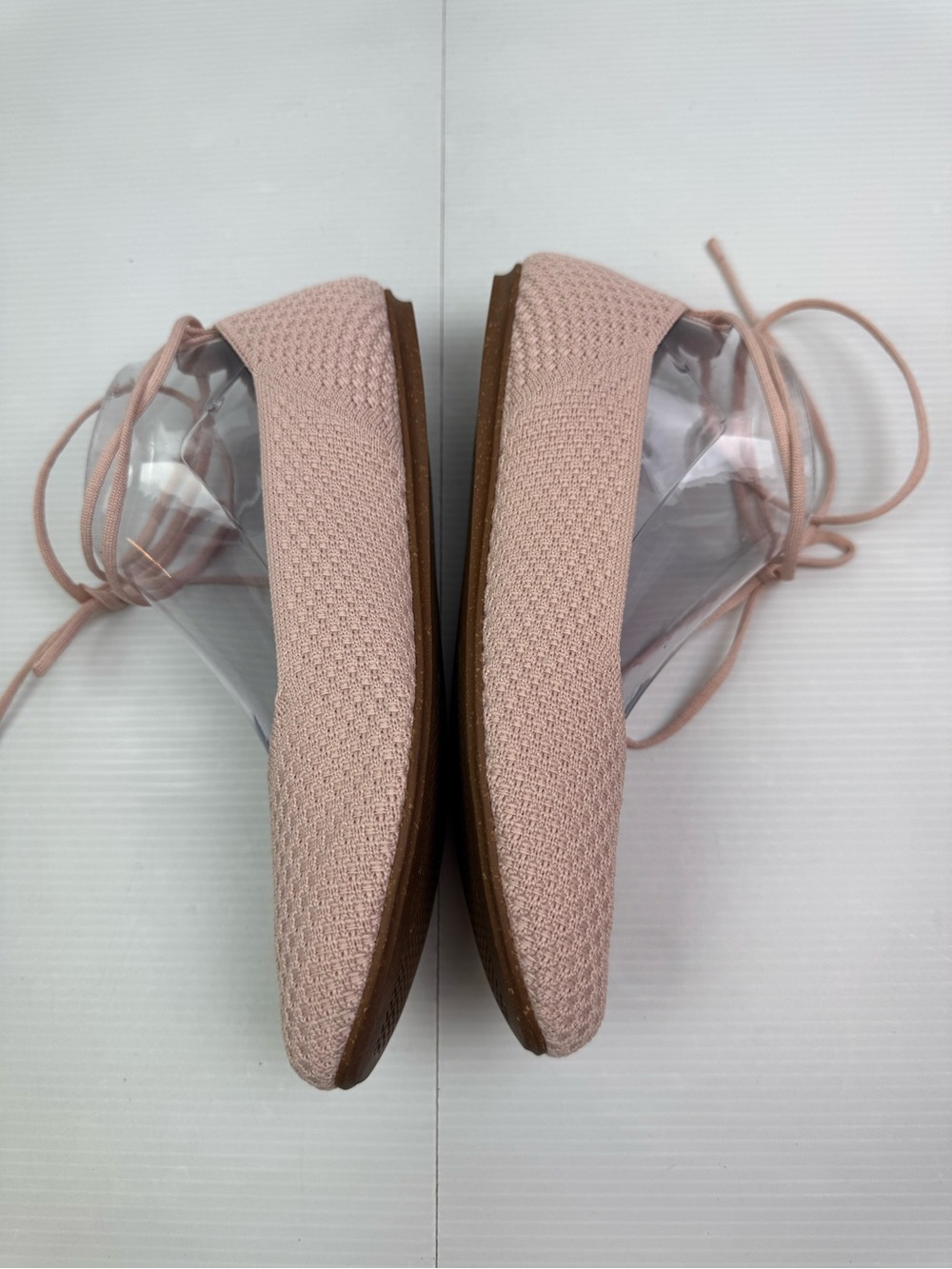 Rothy’s The Square Wrap Ankle Lace Up Ribbed Ballet Flats Women’s W8 Shoes Pink - Picture 7 of 14